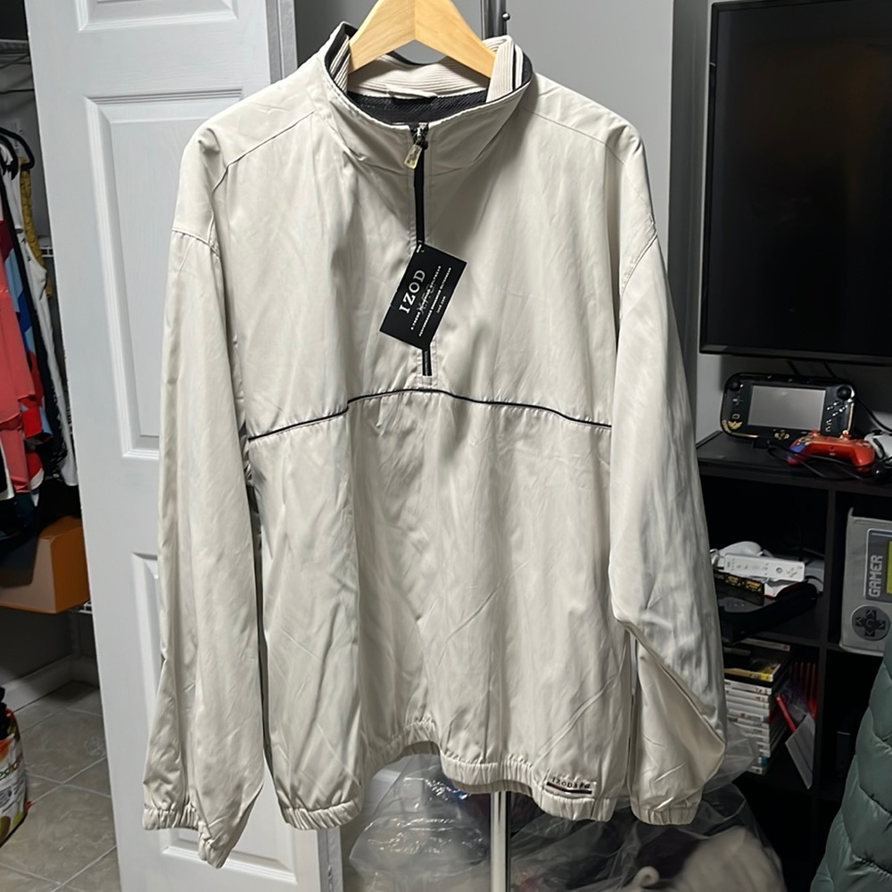 Izod Golf Performance Jacket 1/4 zip beige size xxl